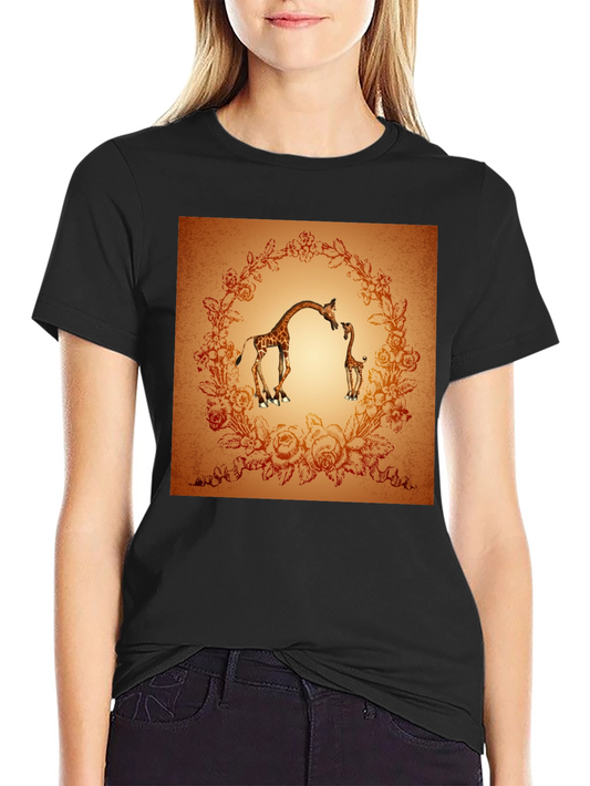 Giraffe Graphic Print Crew Neck T-Shirt