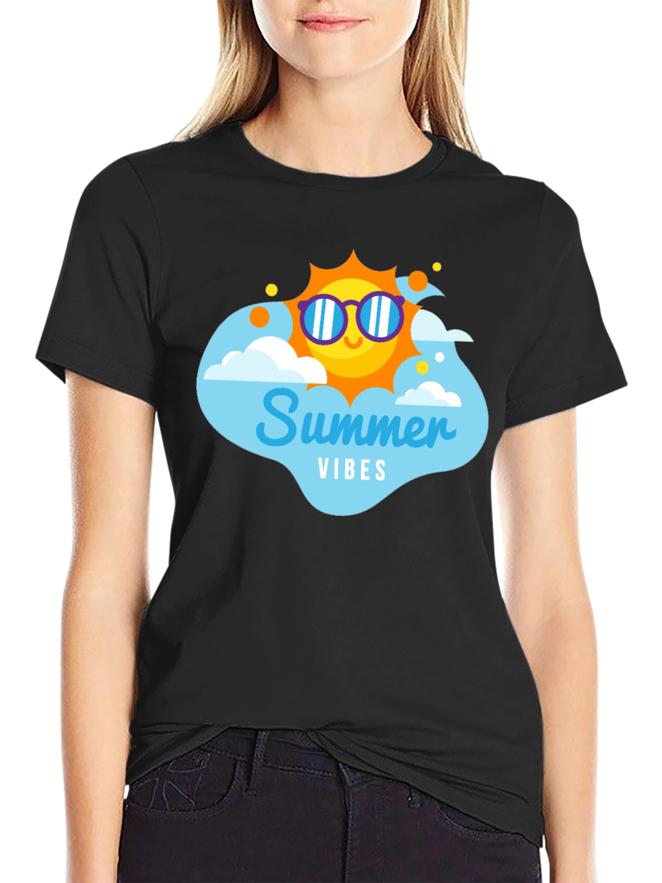 Summer Vibes T-Shirt - Black Cotton Tee