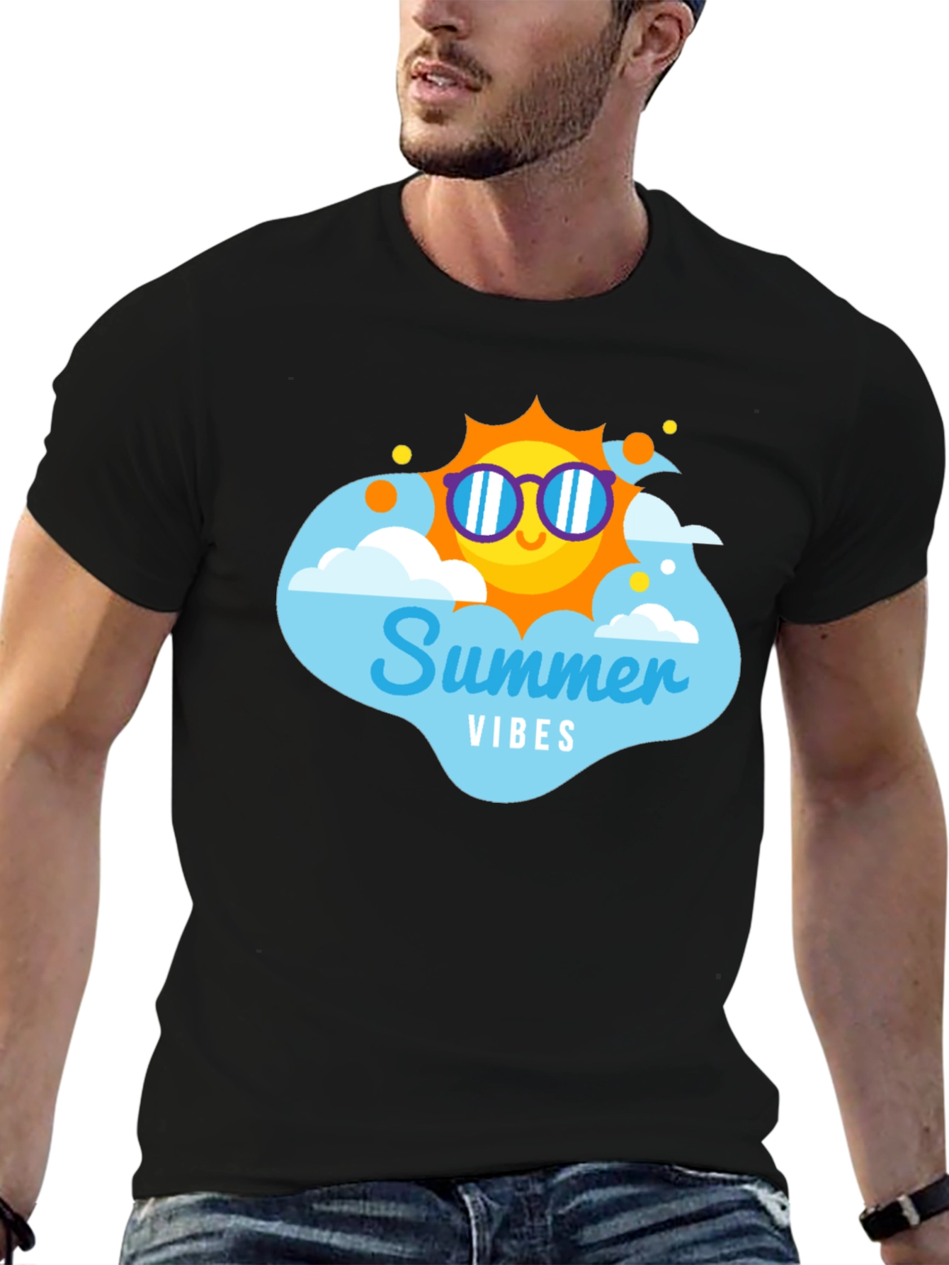 Summer Vibes T-Shirt - Black Cotton Tee