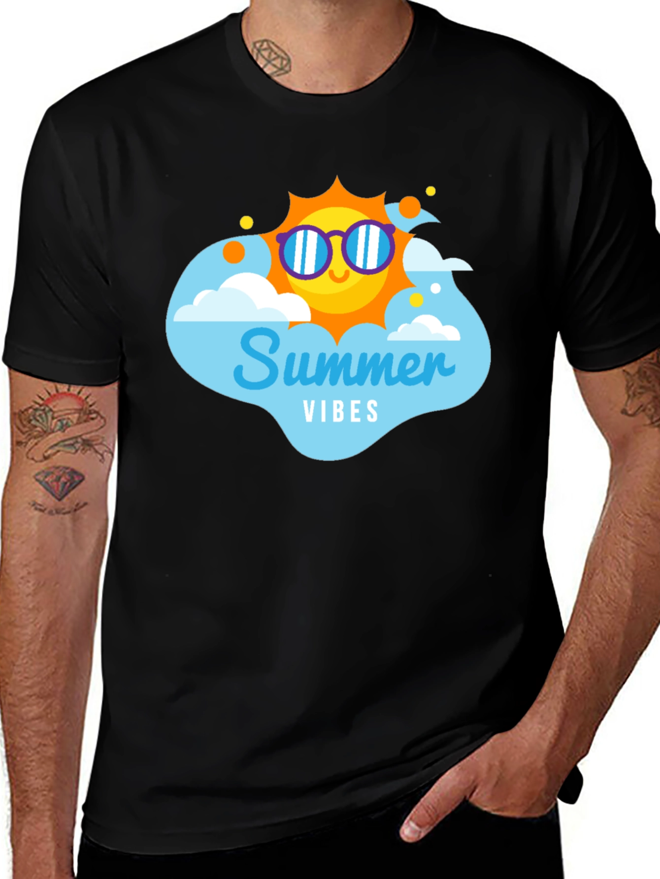 Summer Vibes T-Shirt - Black Cotton Tee