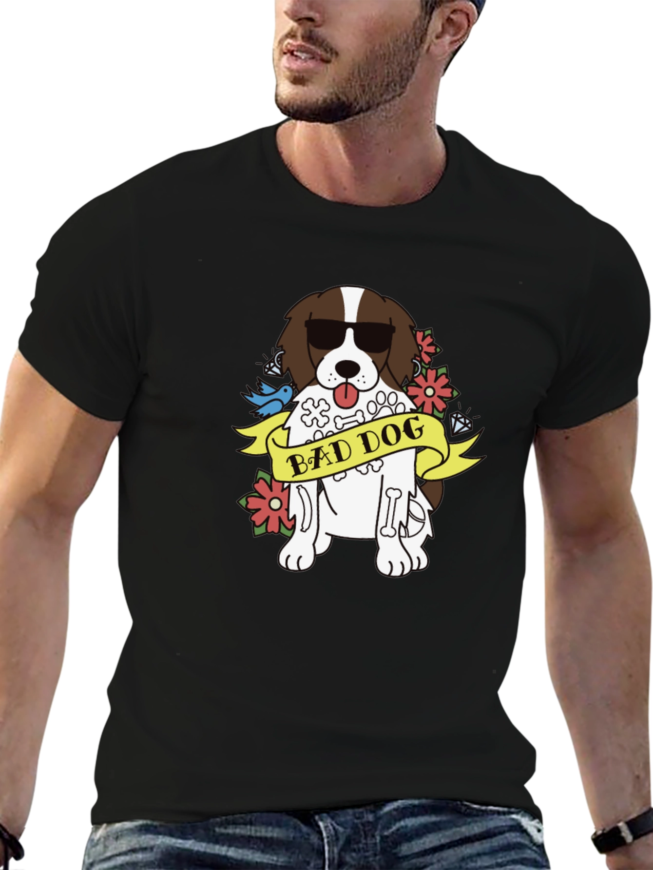Bad Dog Graphic T-Shirt - Mens Black Tee