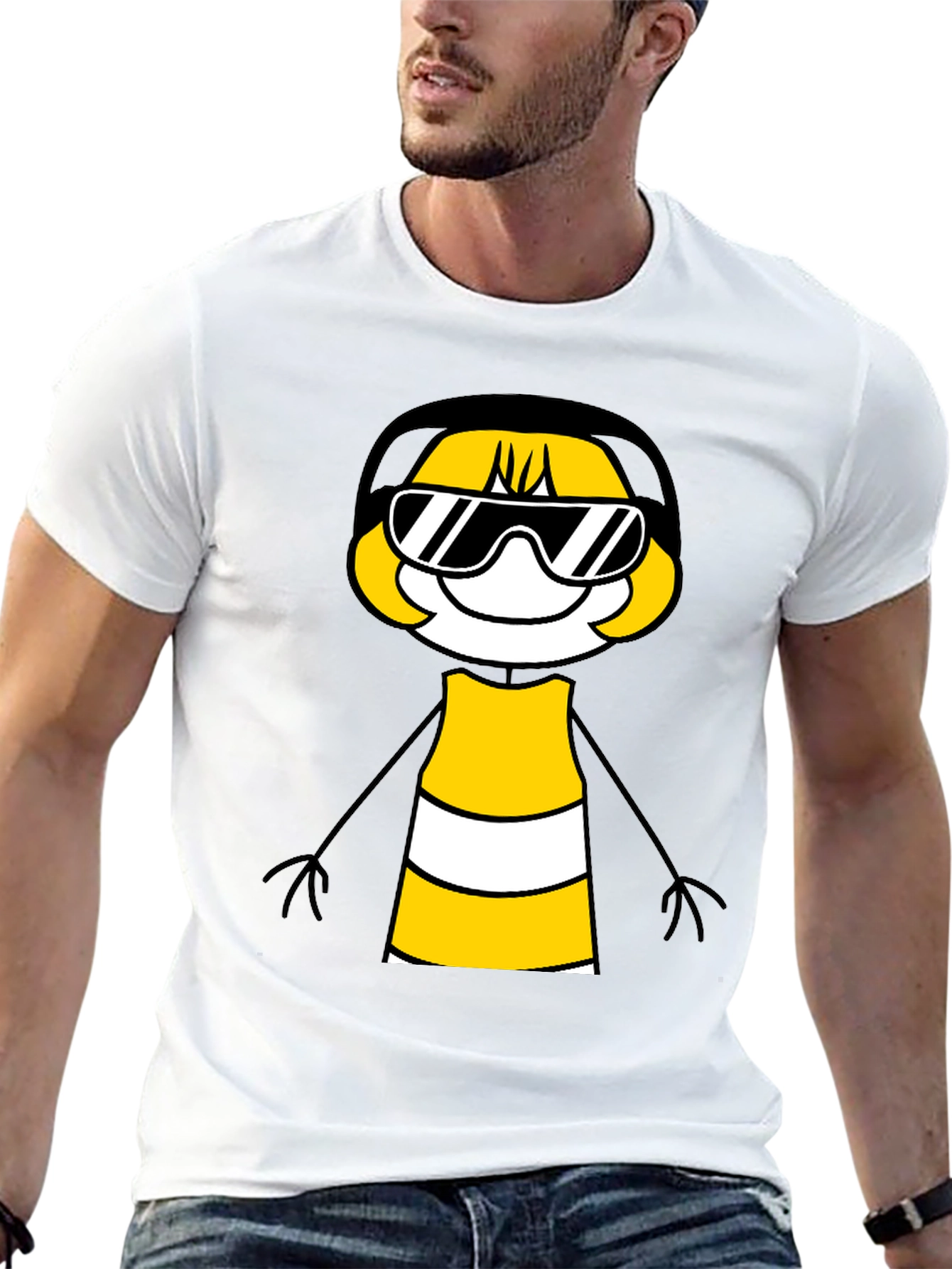 Cool Cartoon Character Graphic Tee - Black