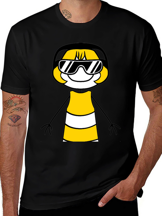 Cool Cartoon Character Graphic Tee - Black