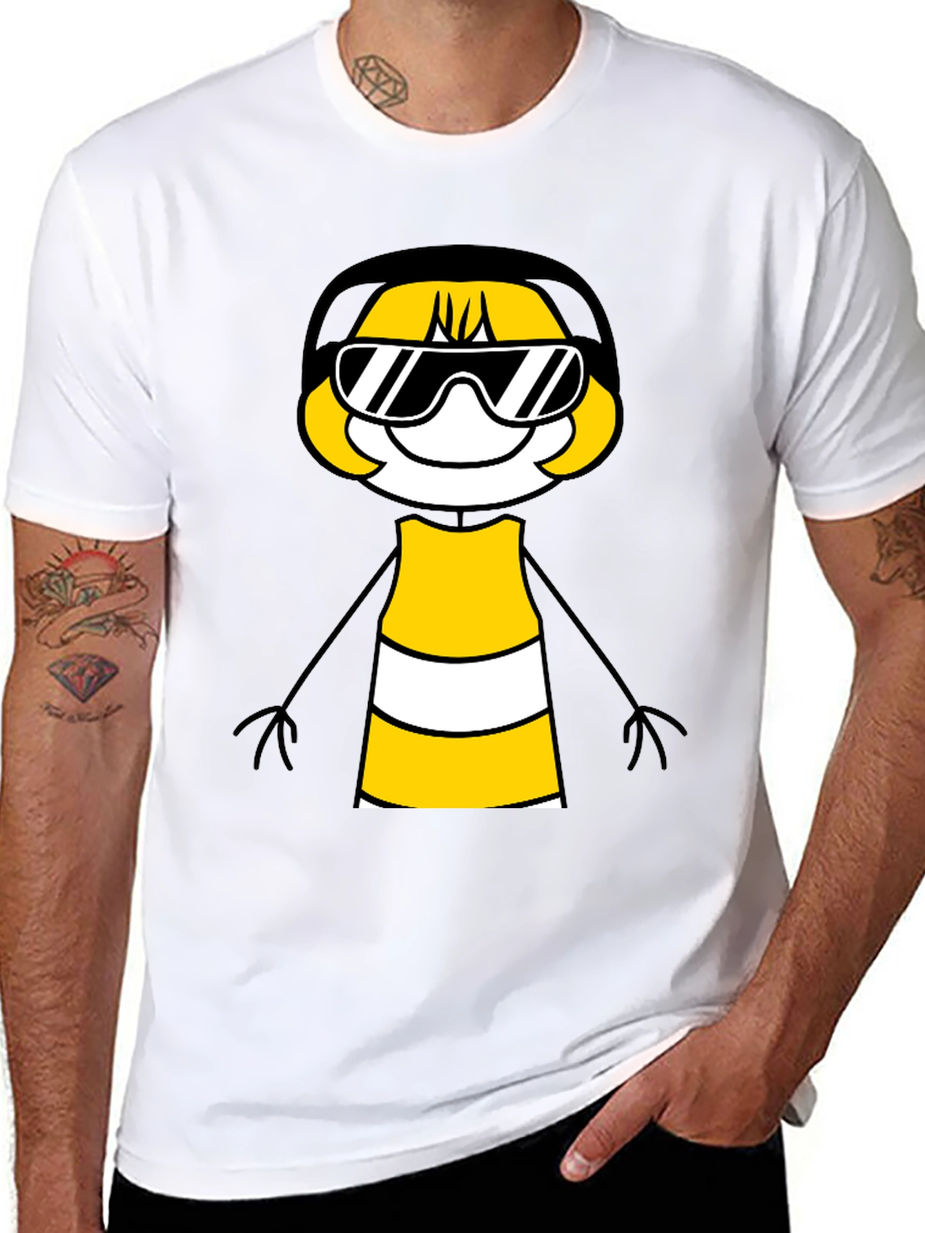 Cool Cartoon Character Graphic Tee - Black