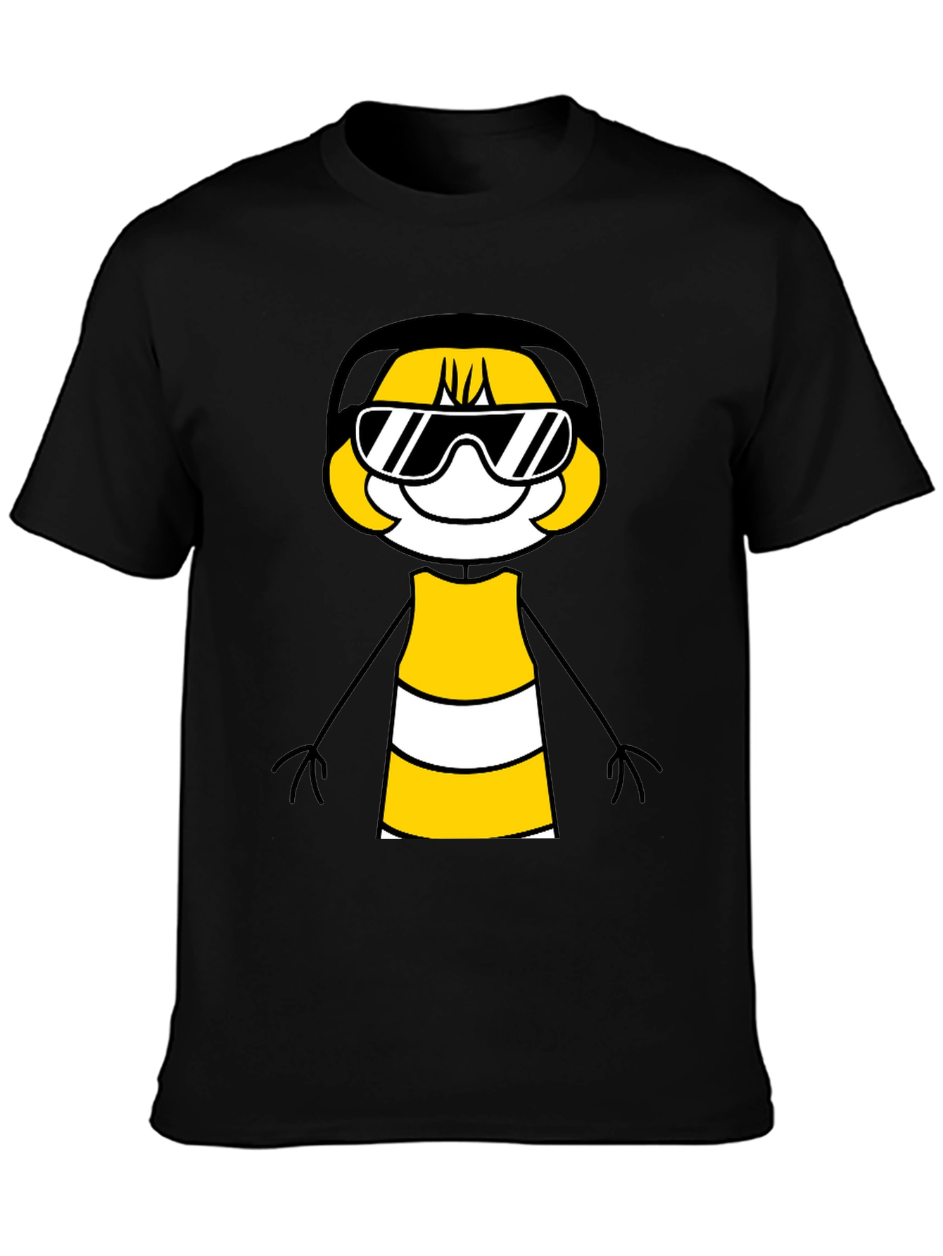 Cool Cartoon Character Graphic Tee - Black