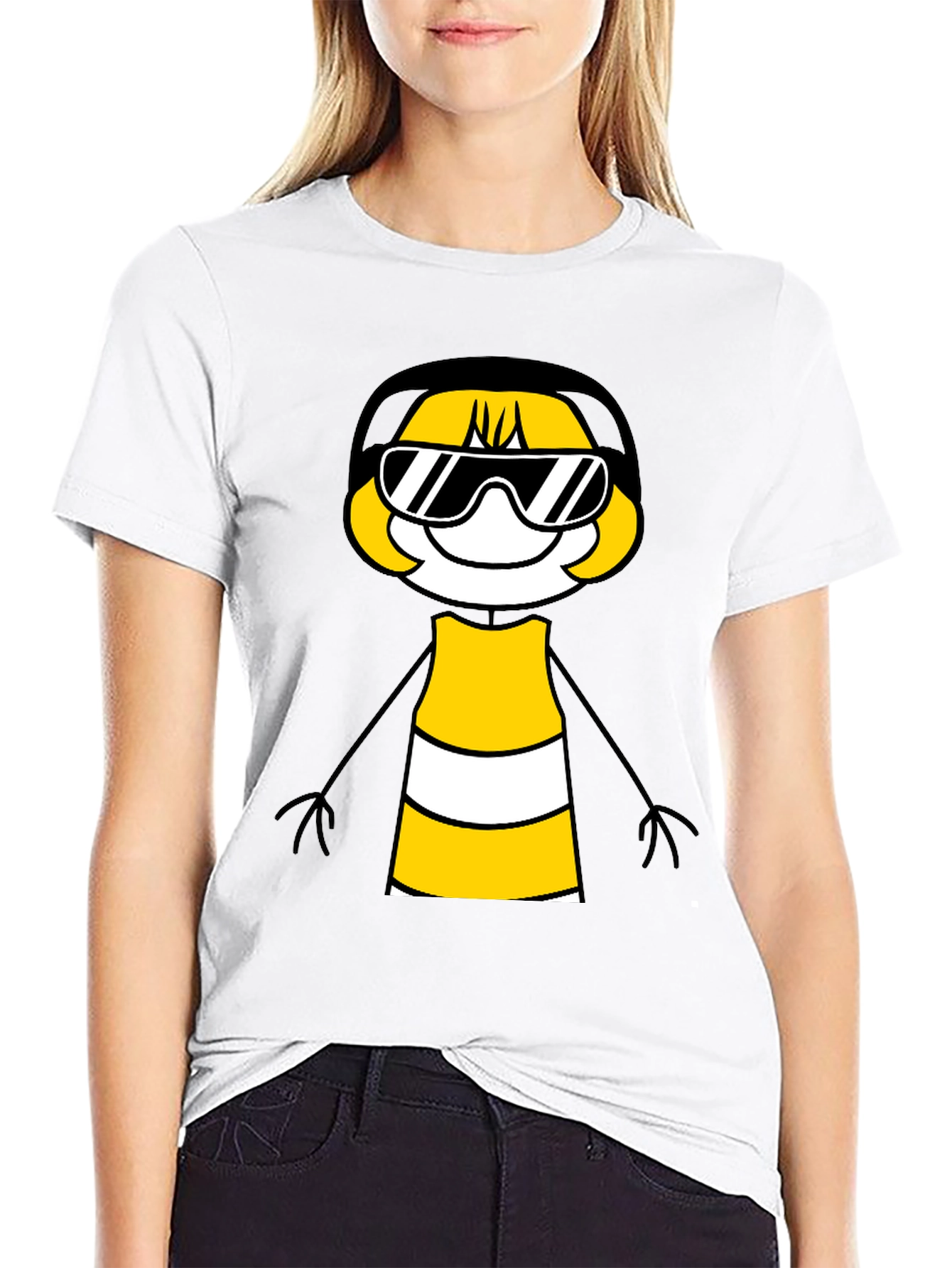 Cool Cartoon Character Graphic Tee - Black
