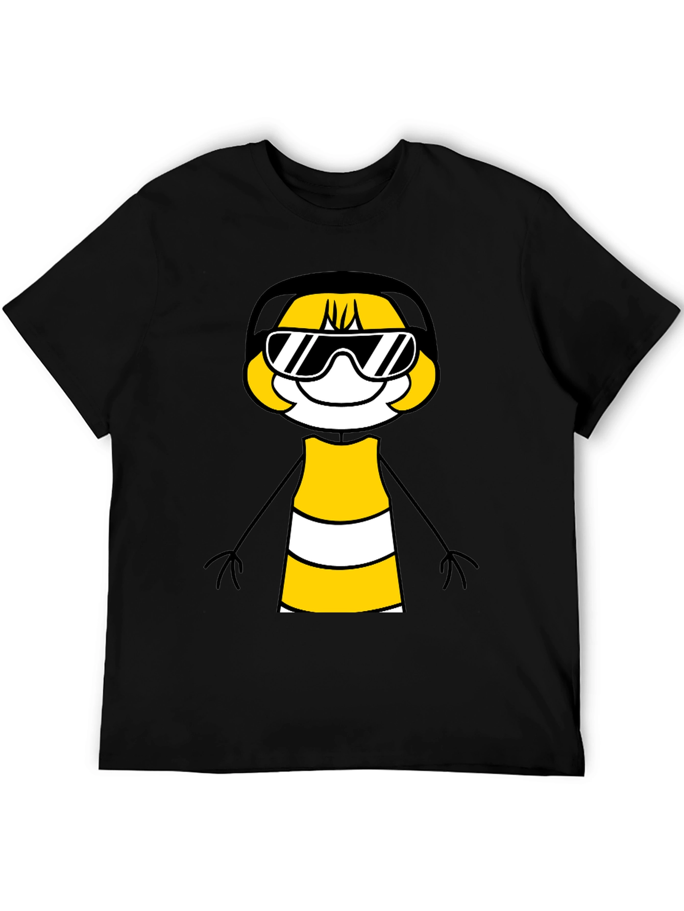 Cool Cartoon Character Graphic Tee - Black
