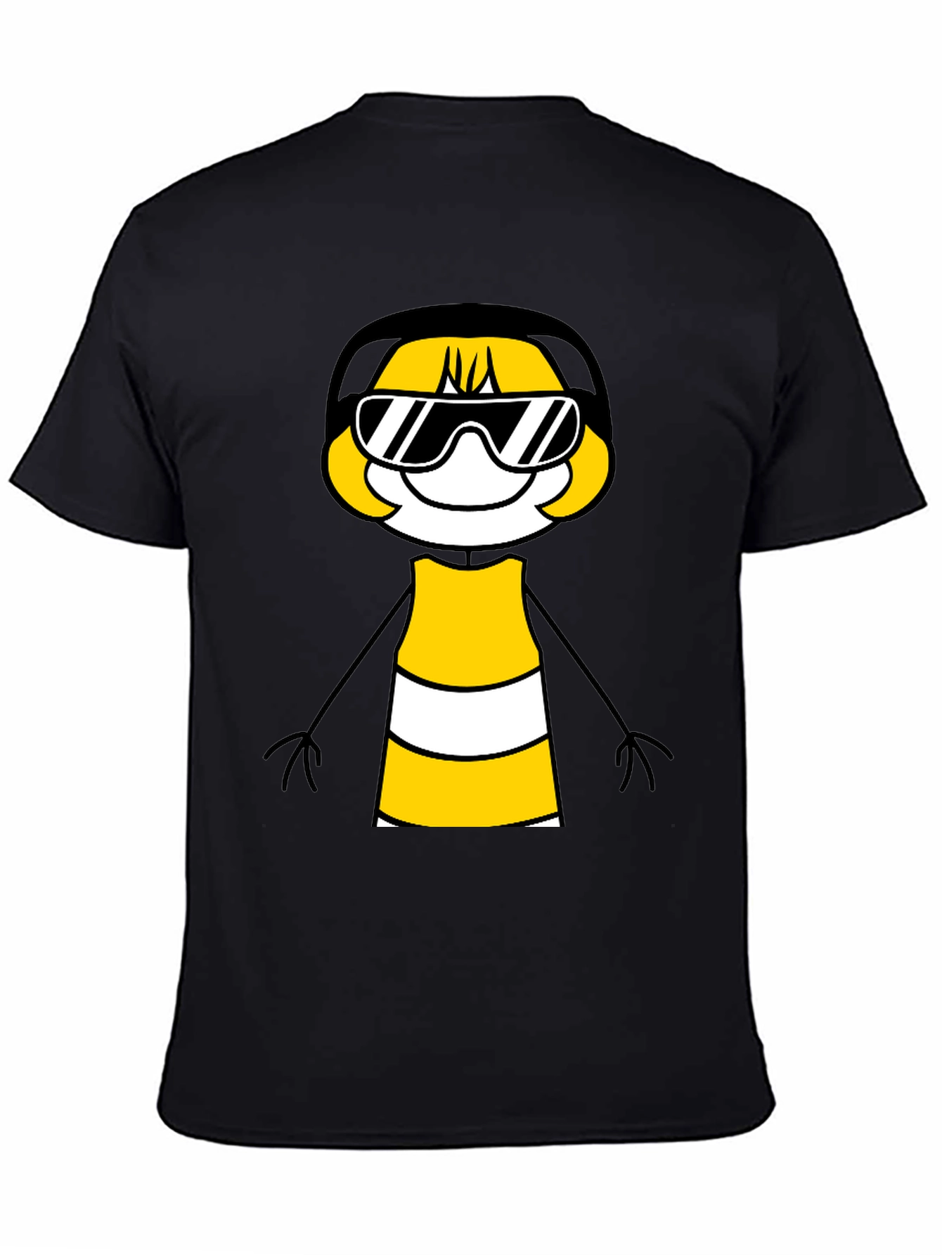 Cool Cartoon Character Graphic Tee - Black