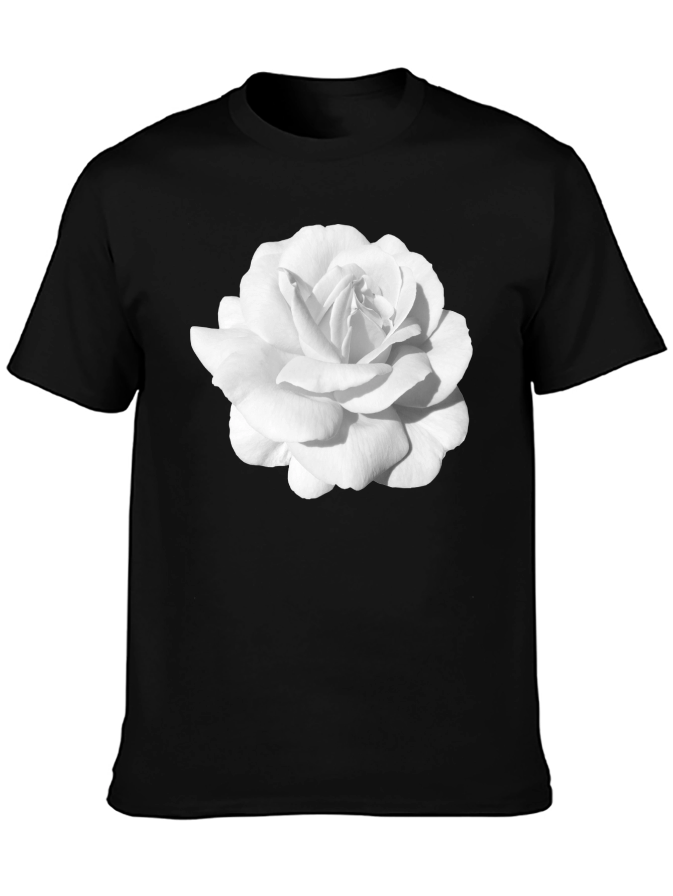 White Rose Graphic Black T-Shirt