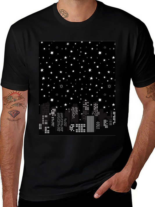 Starry Night Cityscape Graphic Tee