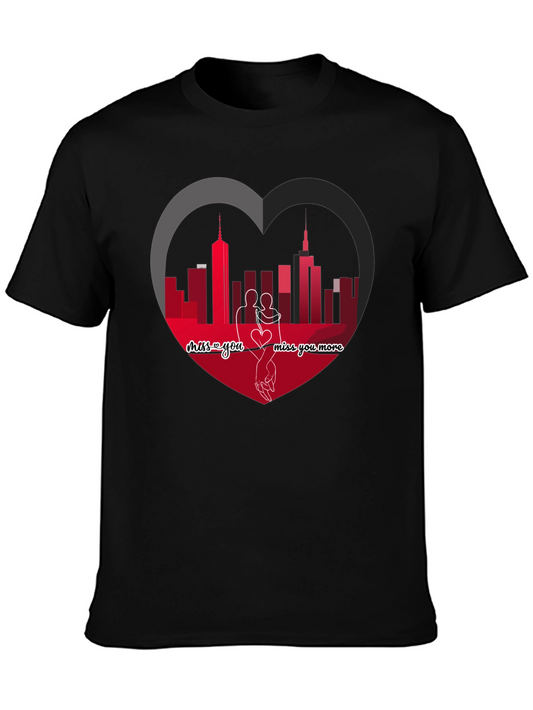 Miss You More Graphic Tee - Heart & Skyline Design