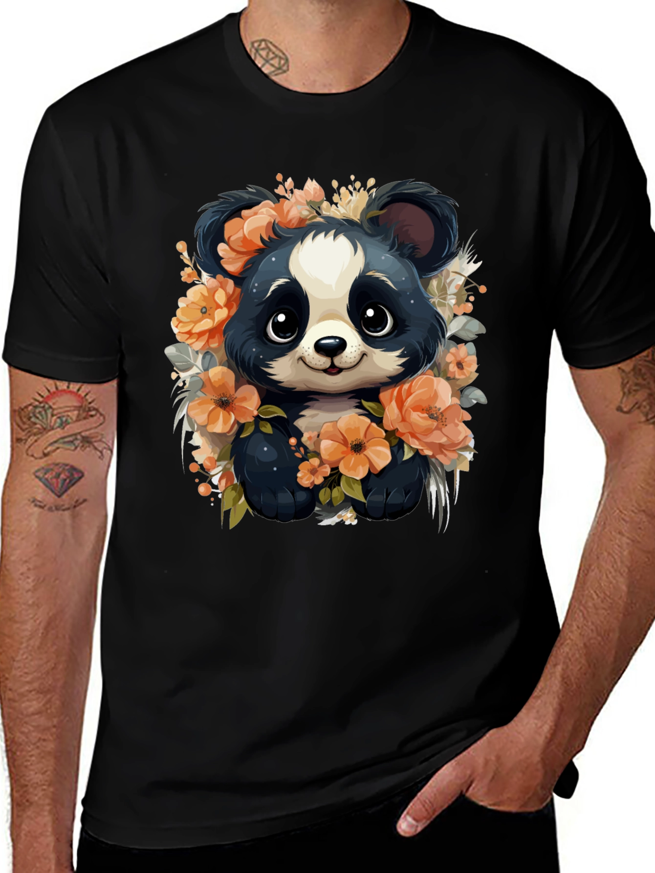 Panda Floral Graphic Tee - Stylish Animal Print