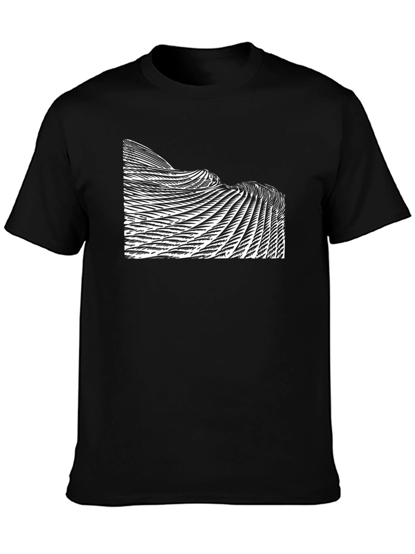 Abstract Wave Pattern Black T-Shirt