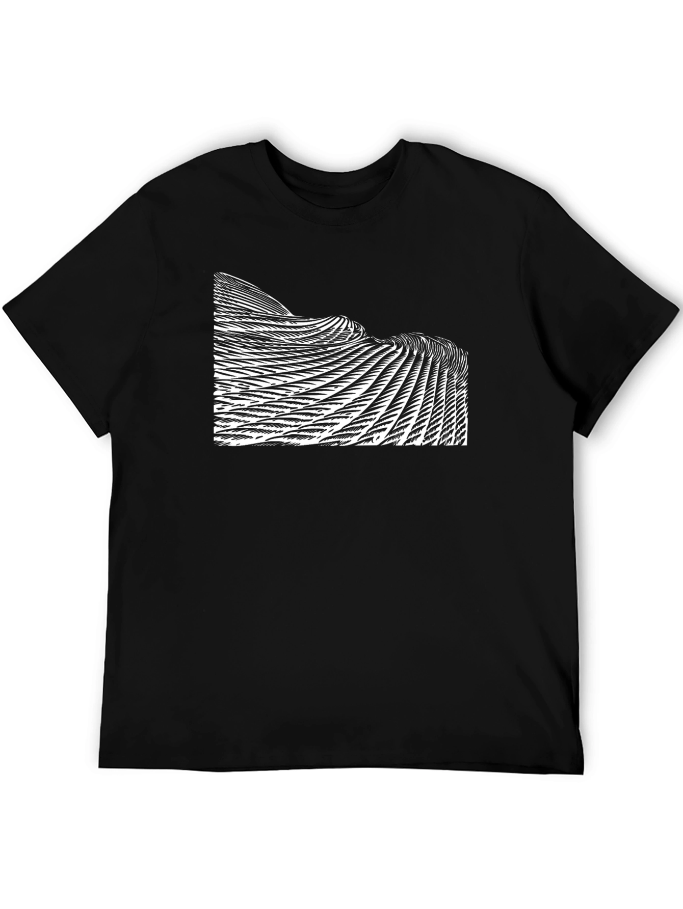 Abstract Wave Pattern Black T-Shirt