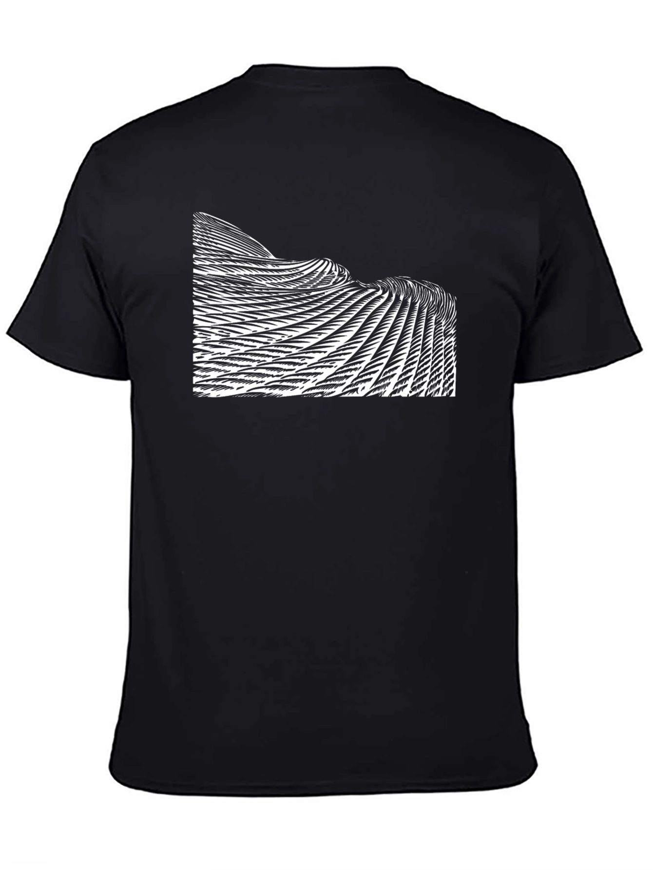 Abstract Wave Pattern Black T-Shirt
