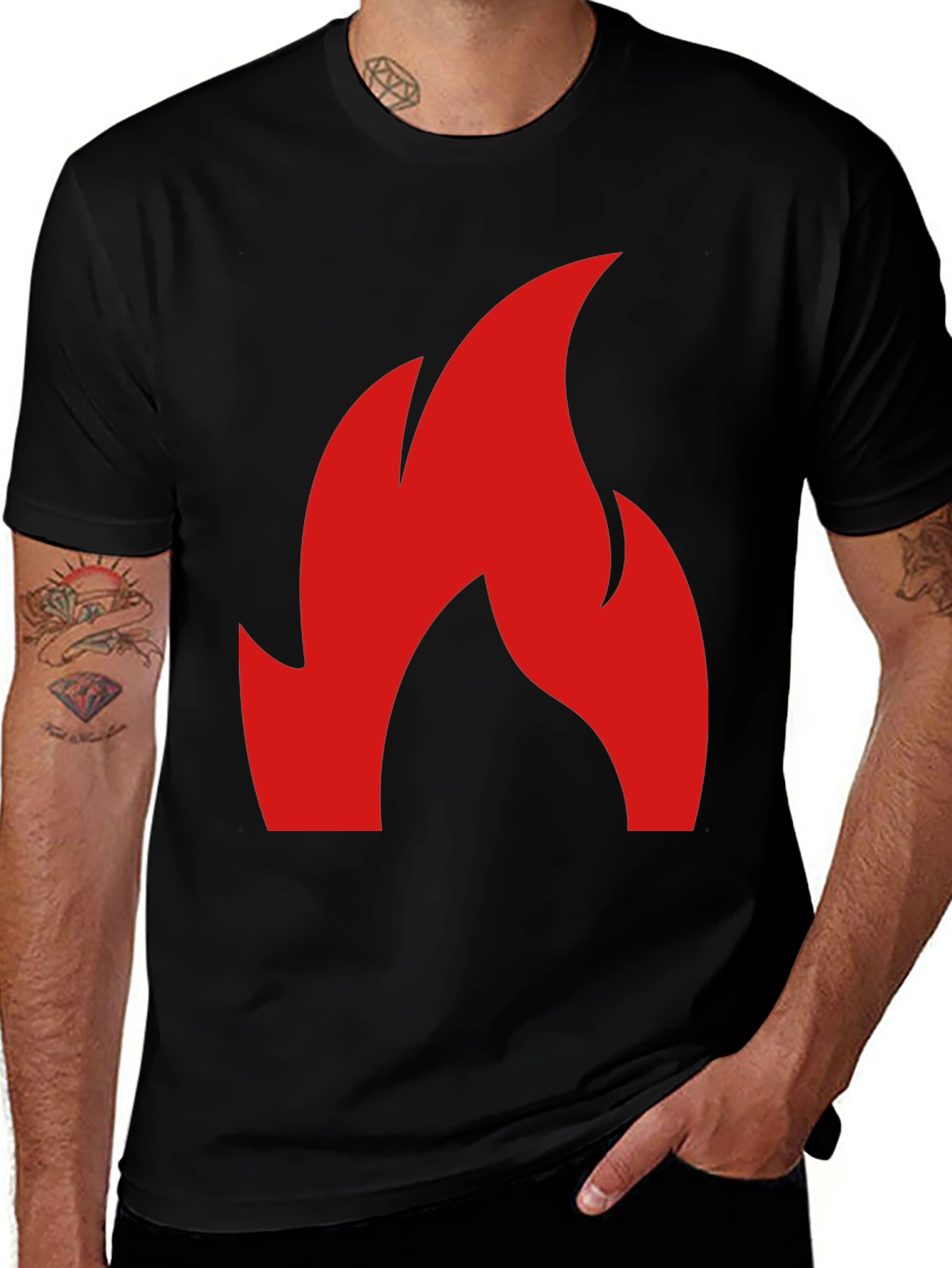 Flame Graphic Tee - Bold Red Fire Design