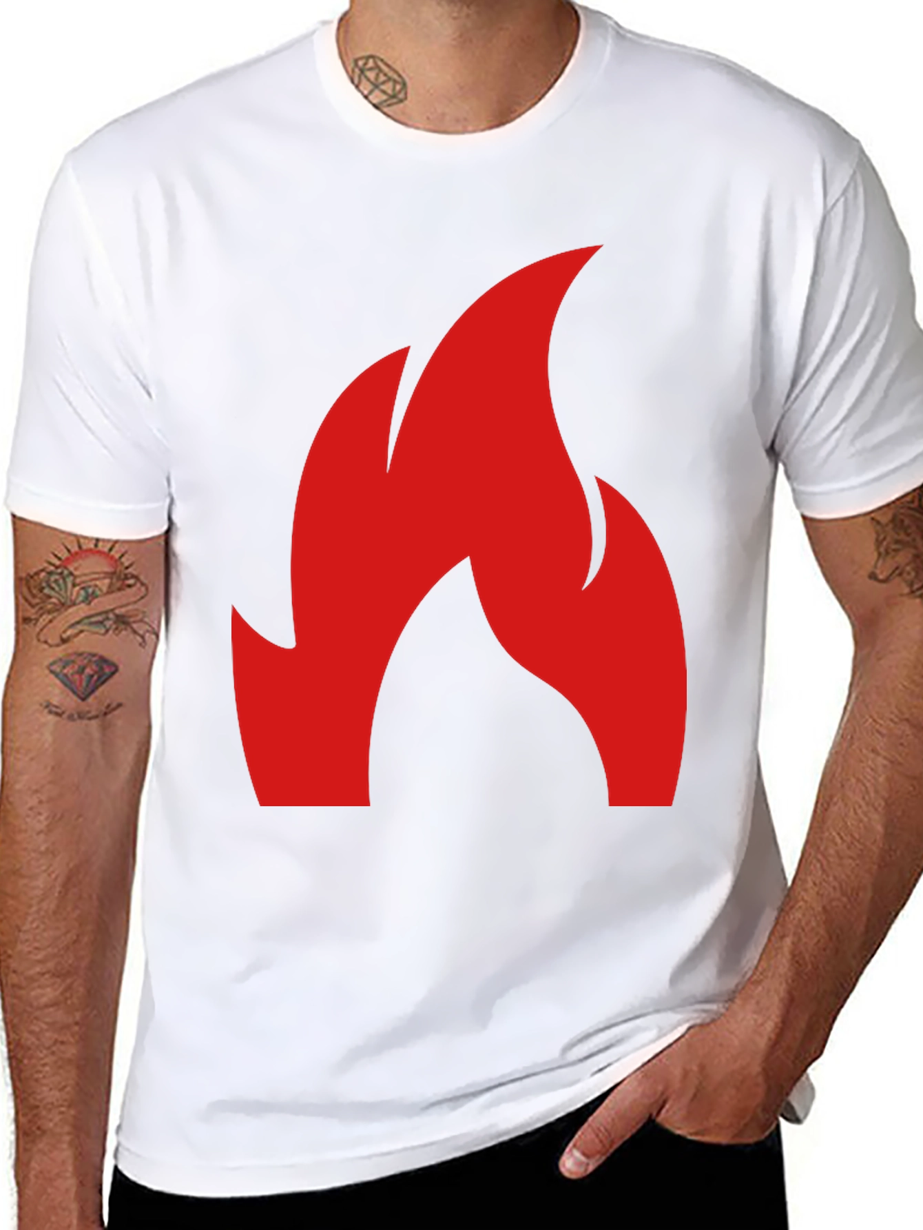 Flame Graphic Tee - Bold Red Fire Design
