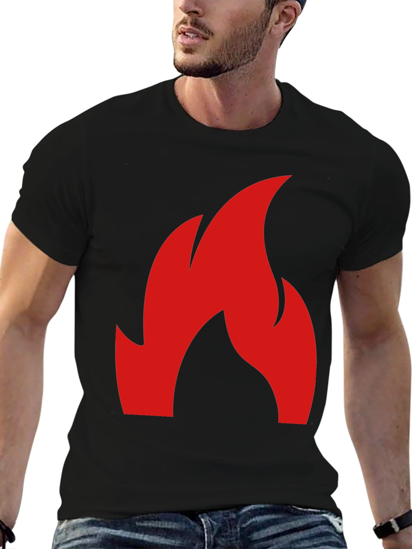 Flame Graphic Tee - Bold Red Fire Design