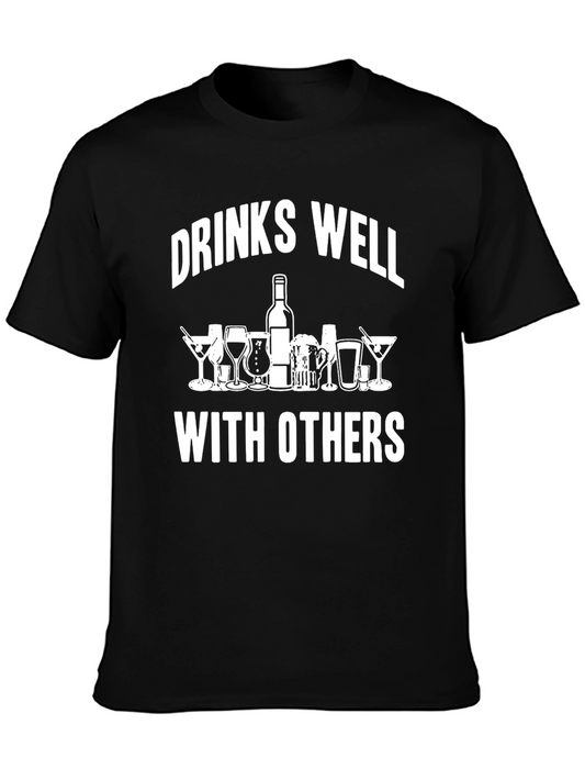 Drinks Well With Others Graphic Tee - Black