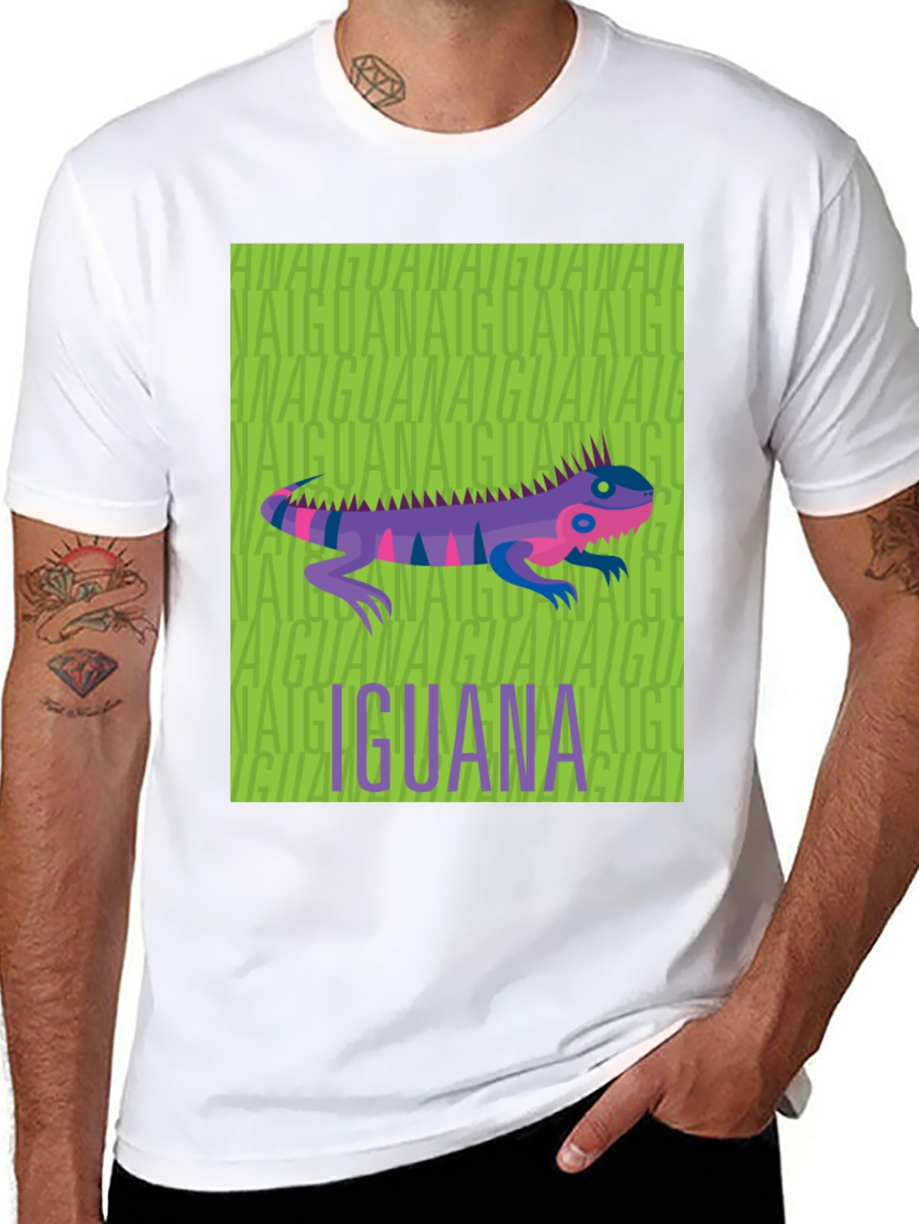 Iguana Graphic Print Black T-Shirt