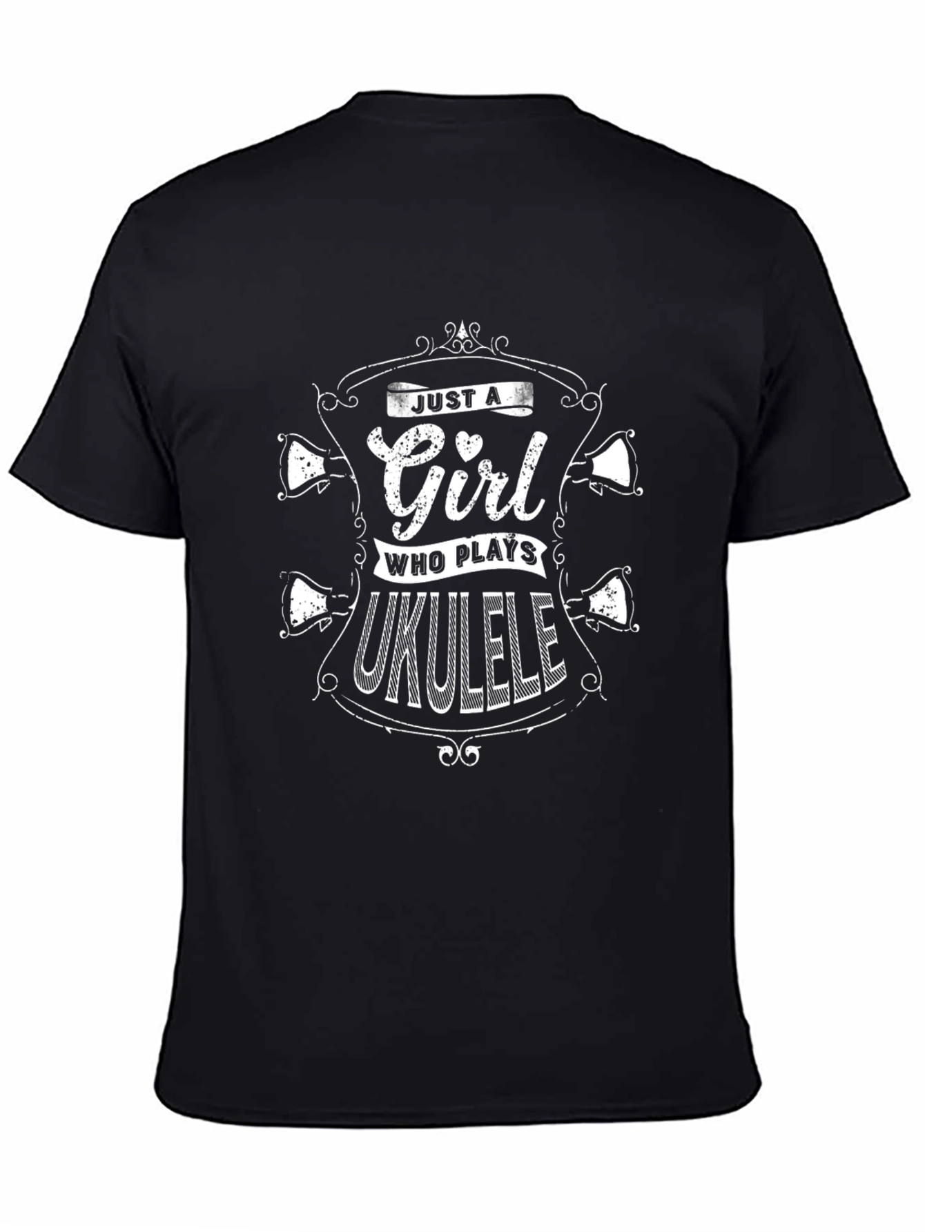 Just A Girl Who Plays Ukulele Black T-Shirt