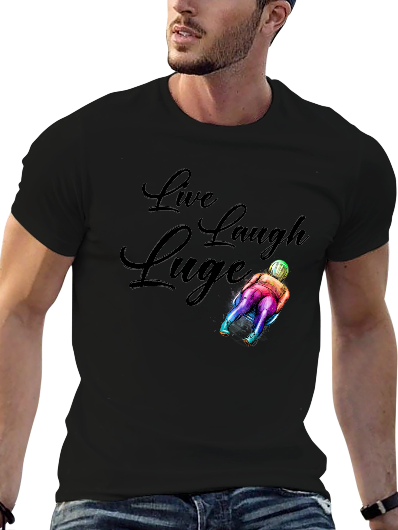 Live Laugh Luge T-Shirt - Black Graphic Tee