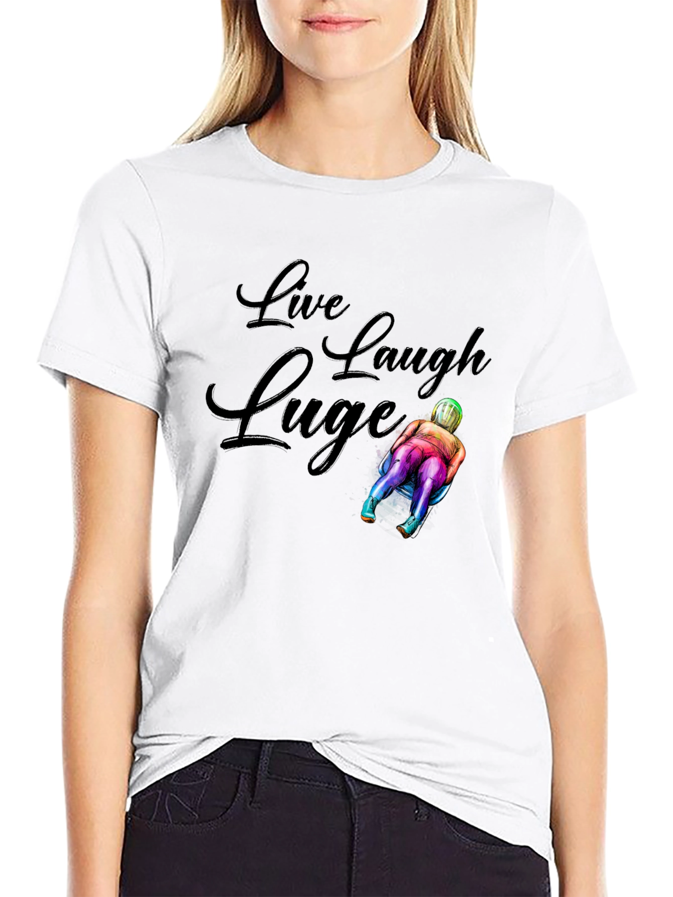 Live Laugh Luge T-Shirt - Black Graphic Tee