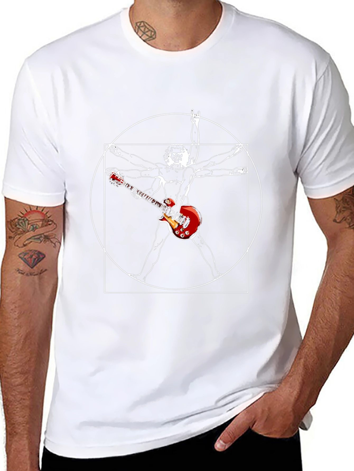 Vitruvian Guitarist Black T-Shirt