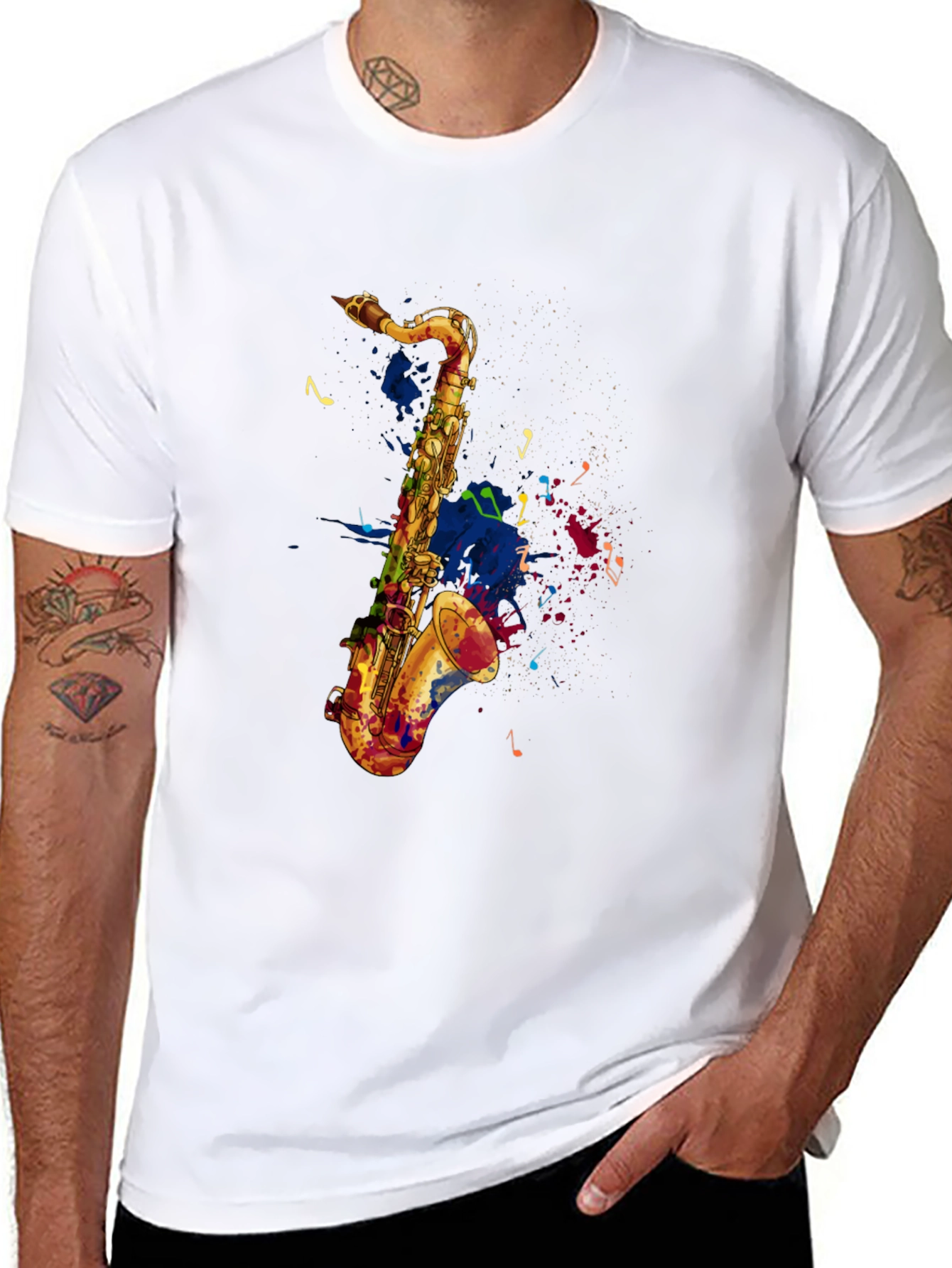 Saxophone Graphic Tee - Artistic Music Lovers T-Shirt