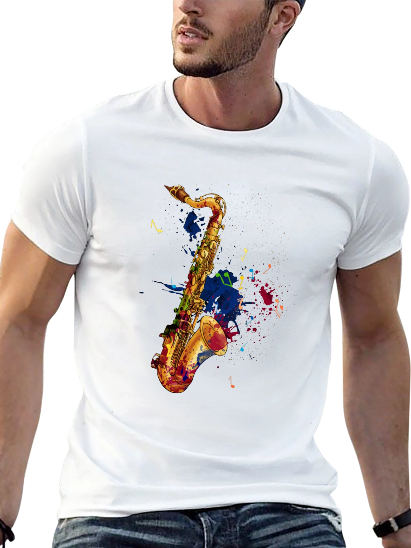 Saxophone Graphic Tee - Artistic Music Lovers T-Shirt