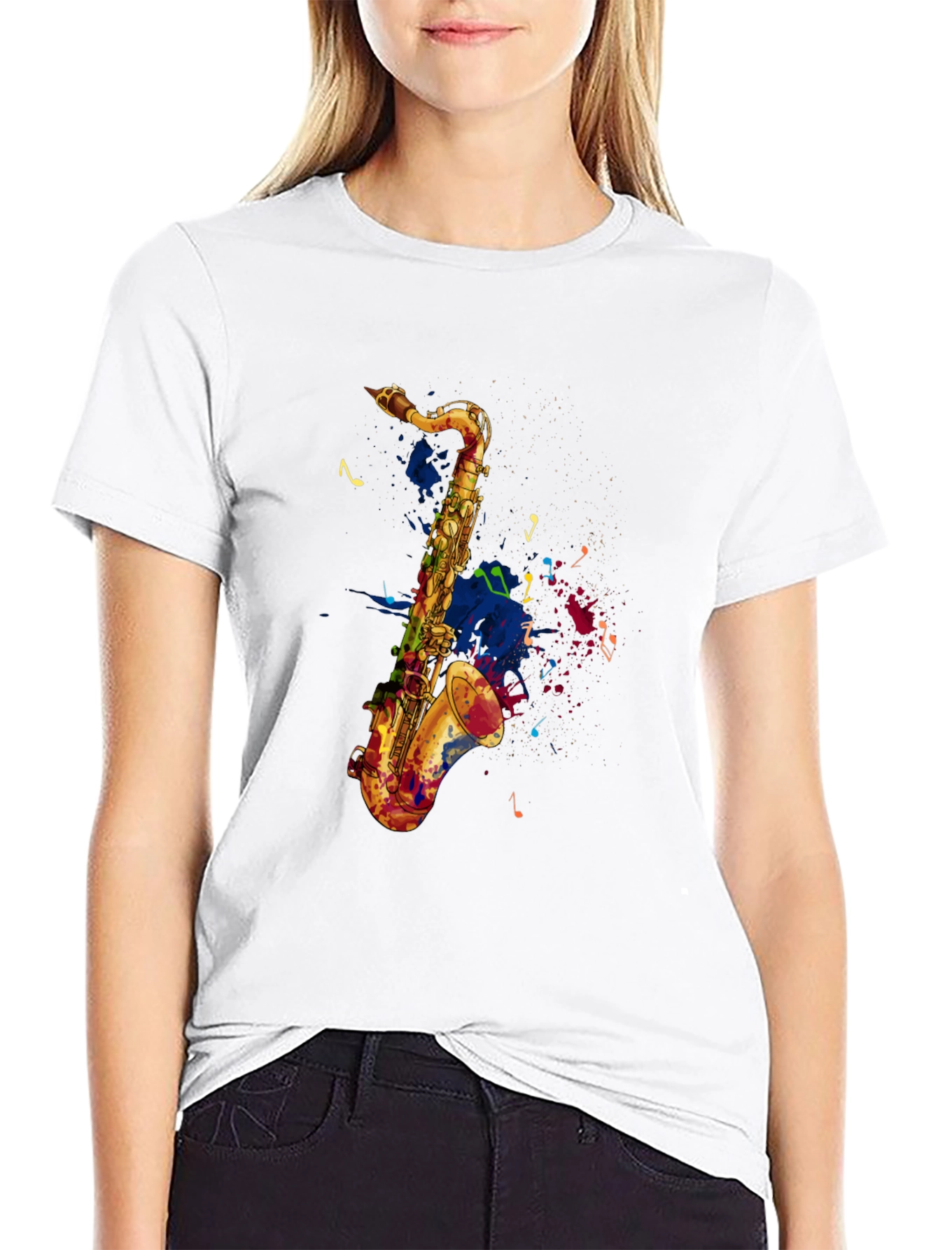 Saxophone Graphic Tee - Artistic Music Lovers T-Shirt