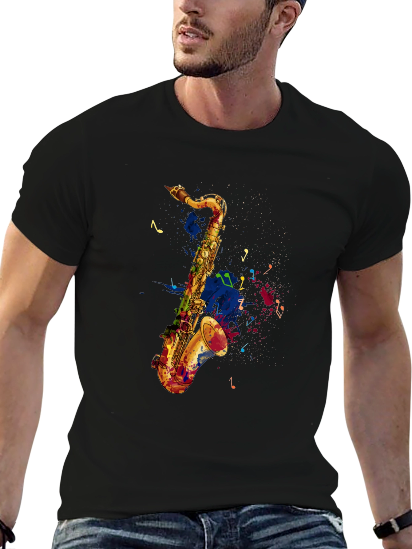 Saxophone Graphic Tee - Artistic Music Lovers T-Shirt