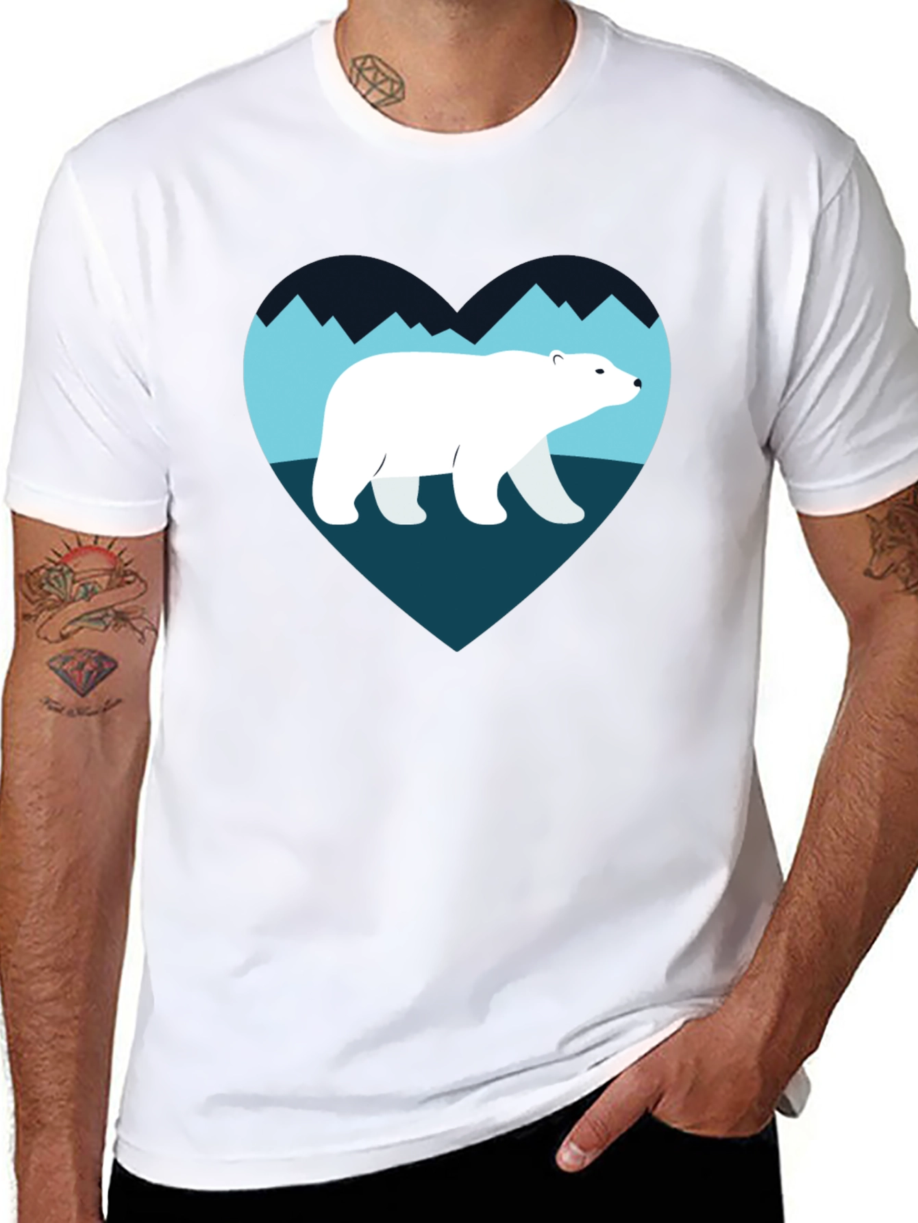 Polar Bear Heart Graphic T-Shirt