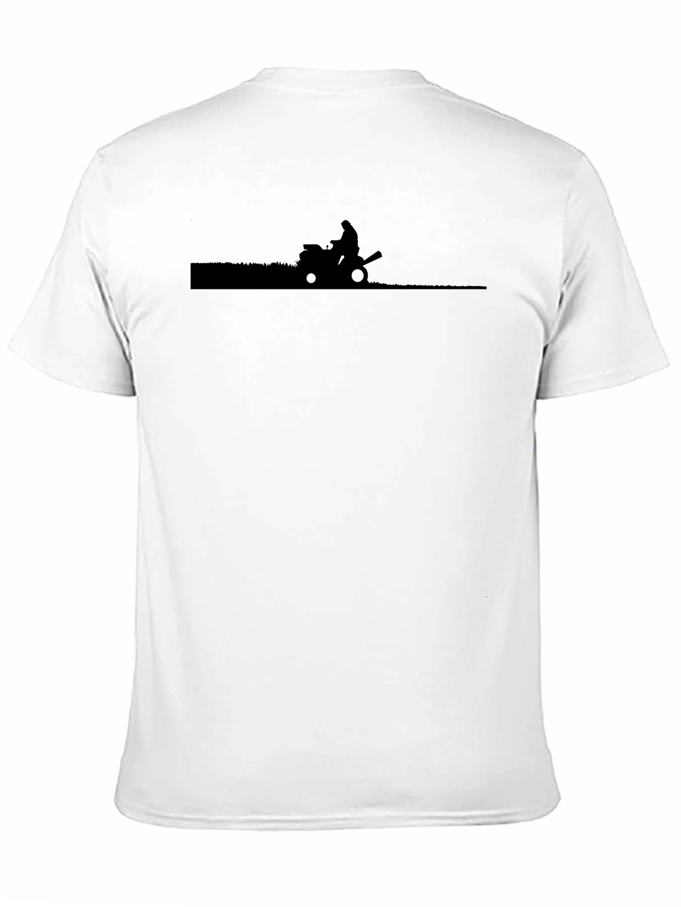 Silhouette Lawn Mowing Black T-Shirt