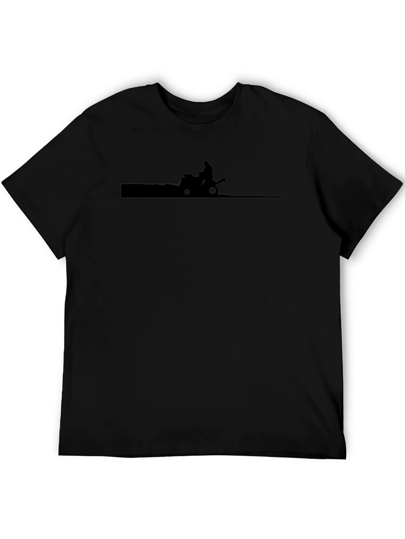 Silhouette Lawn Mowing Black T-Shirt