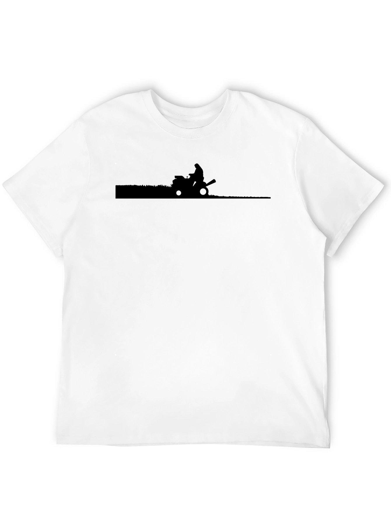 Silhouette Lawn Mowing Black T-Shirt