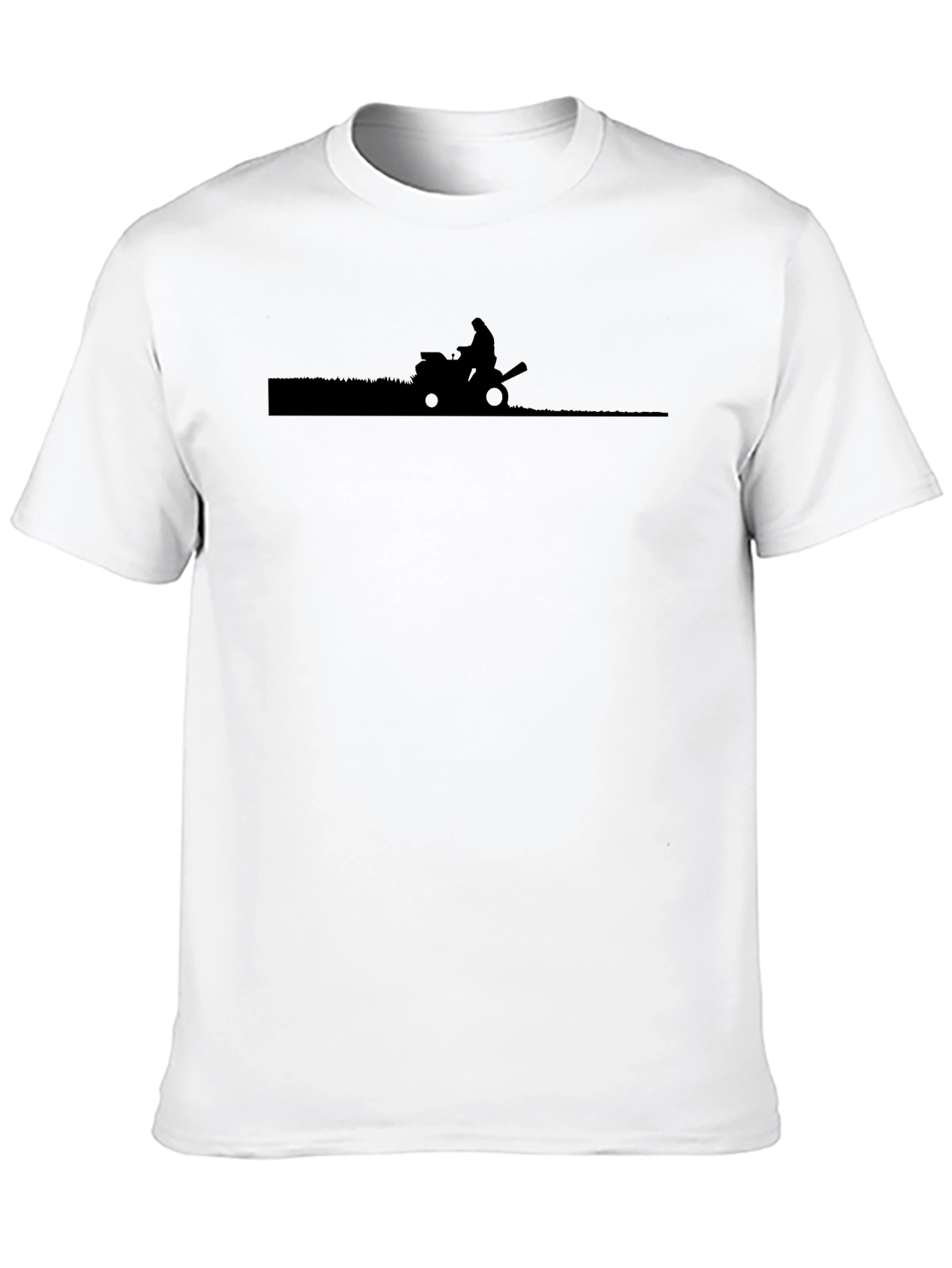 Silhouette Lawn Mowing Black T-Shirt