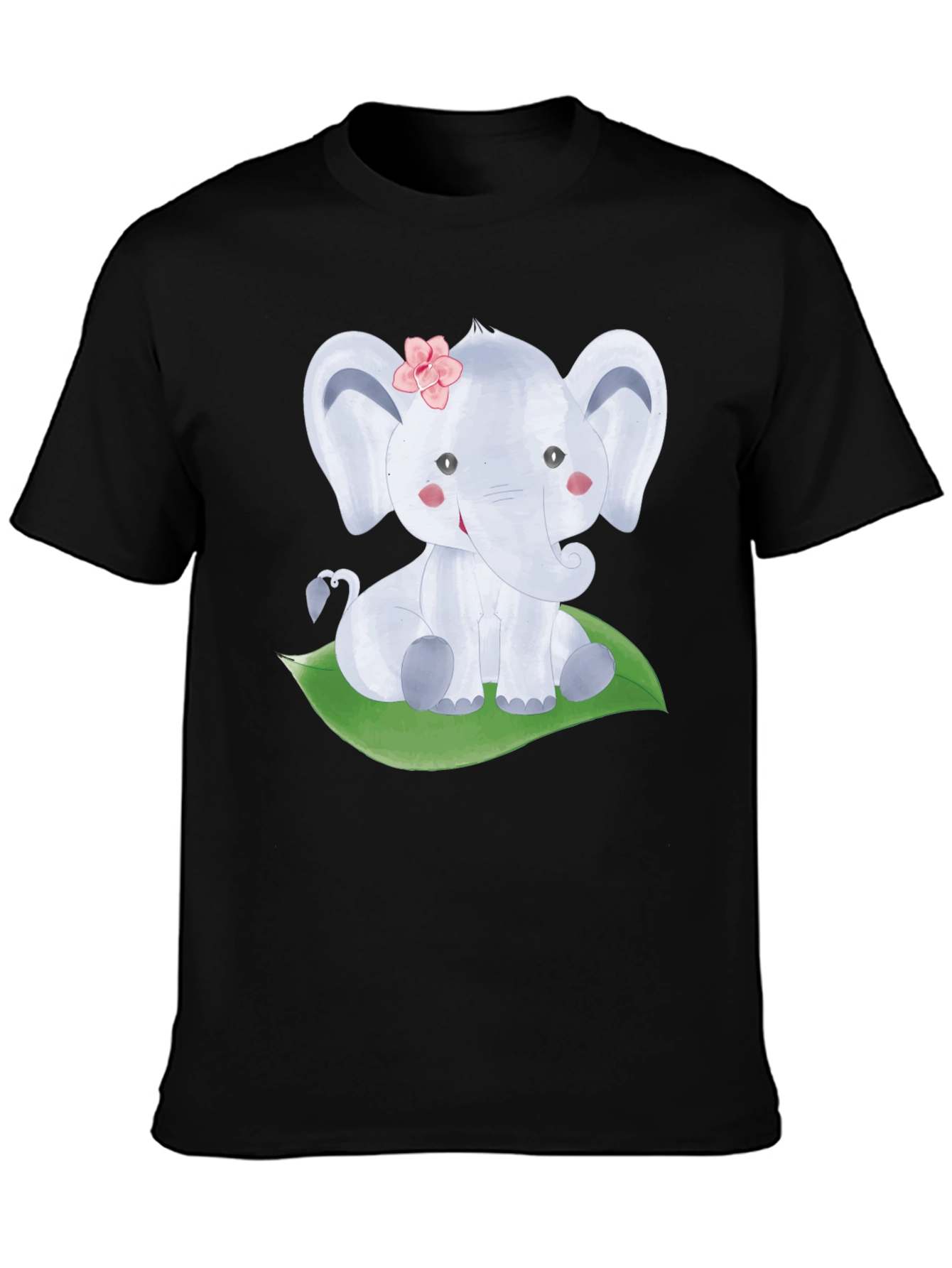 Cute Elephant Graphic Tee - Unisex Black T-Shirt