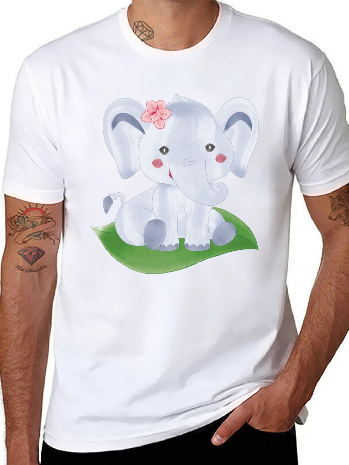 Cute Elephant Graphic Tee - Unisex Black T-Shirt