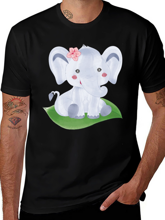 Cute Elephant Graphic Tee - Unisex Black T-Shirt