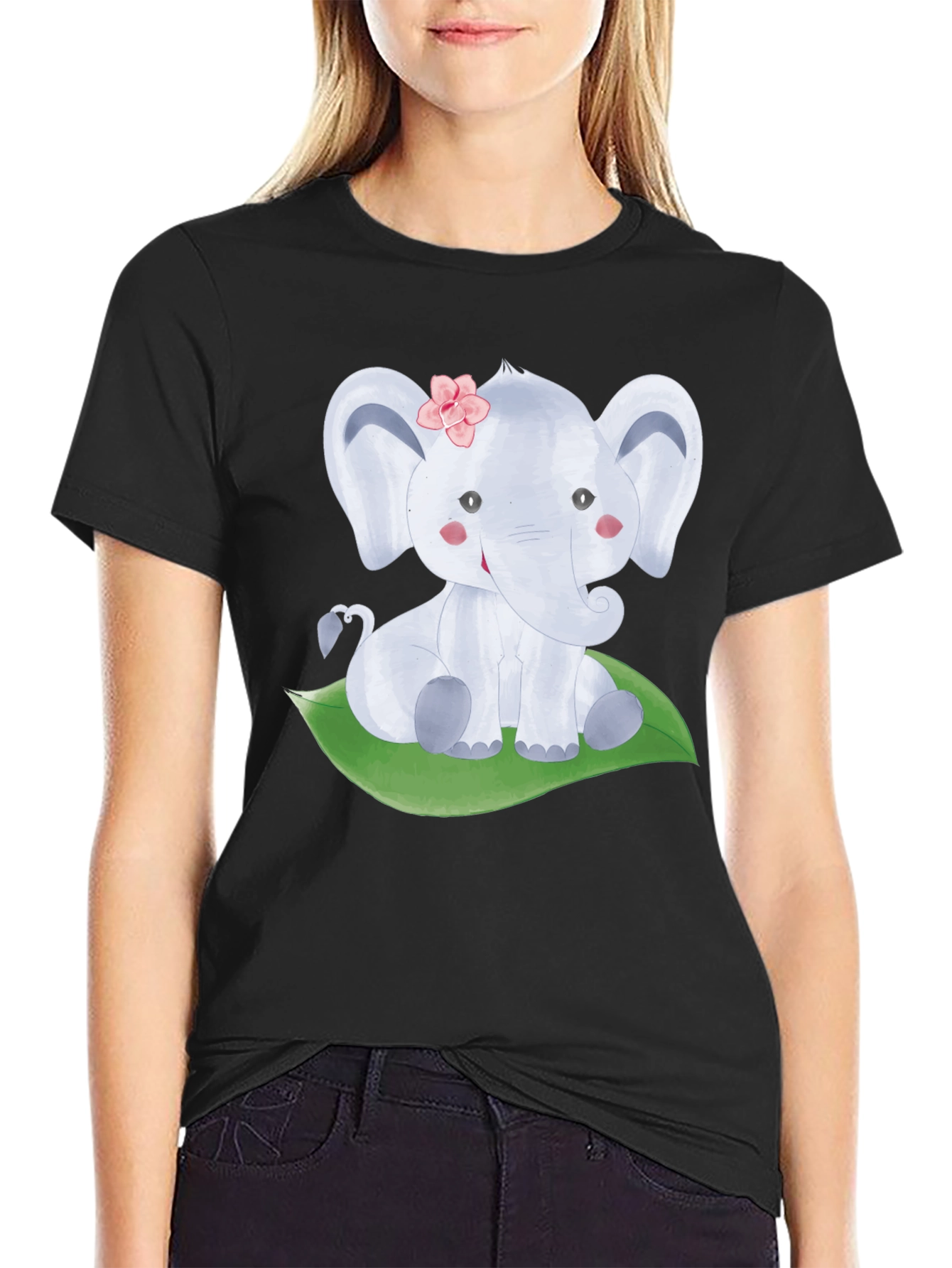 Cute Elephant Graphic Tee - Unisex Black T-Shirt