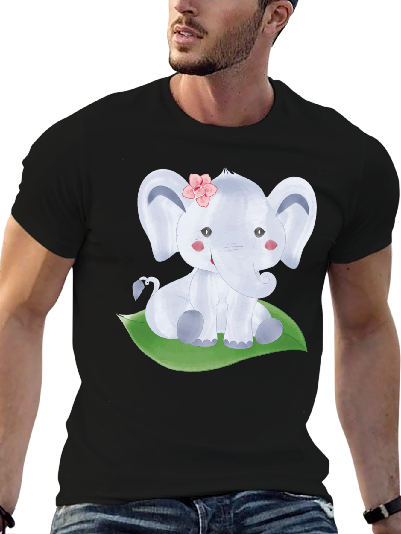 Cute Elephant Graphic Tee - Unisex Black T-Shirt