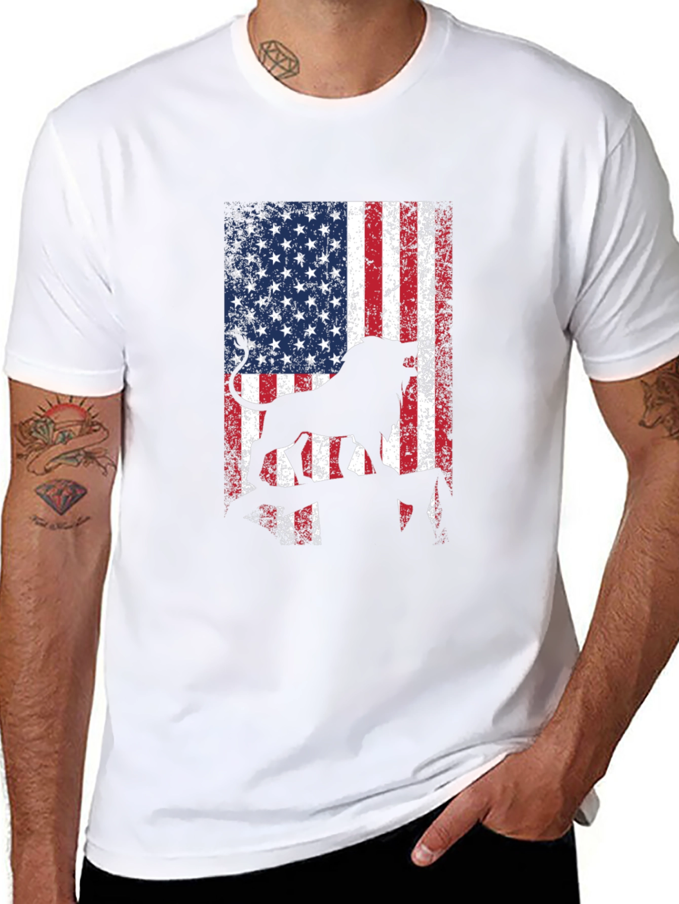 American Flag Lion Graphic Tee