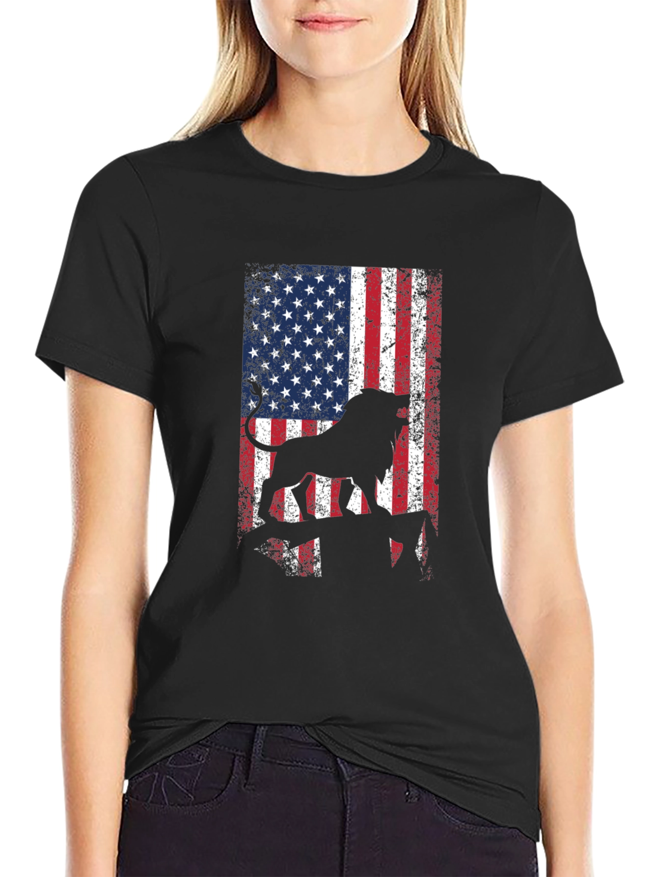 American Flag Lion Graphic Tee
