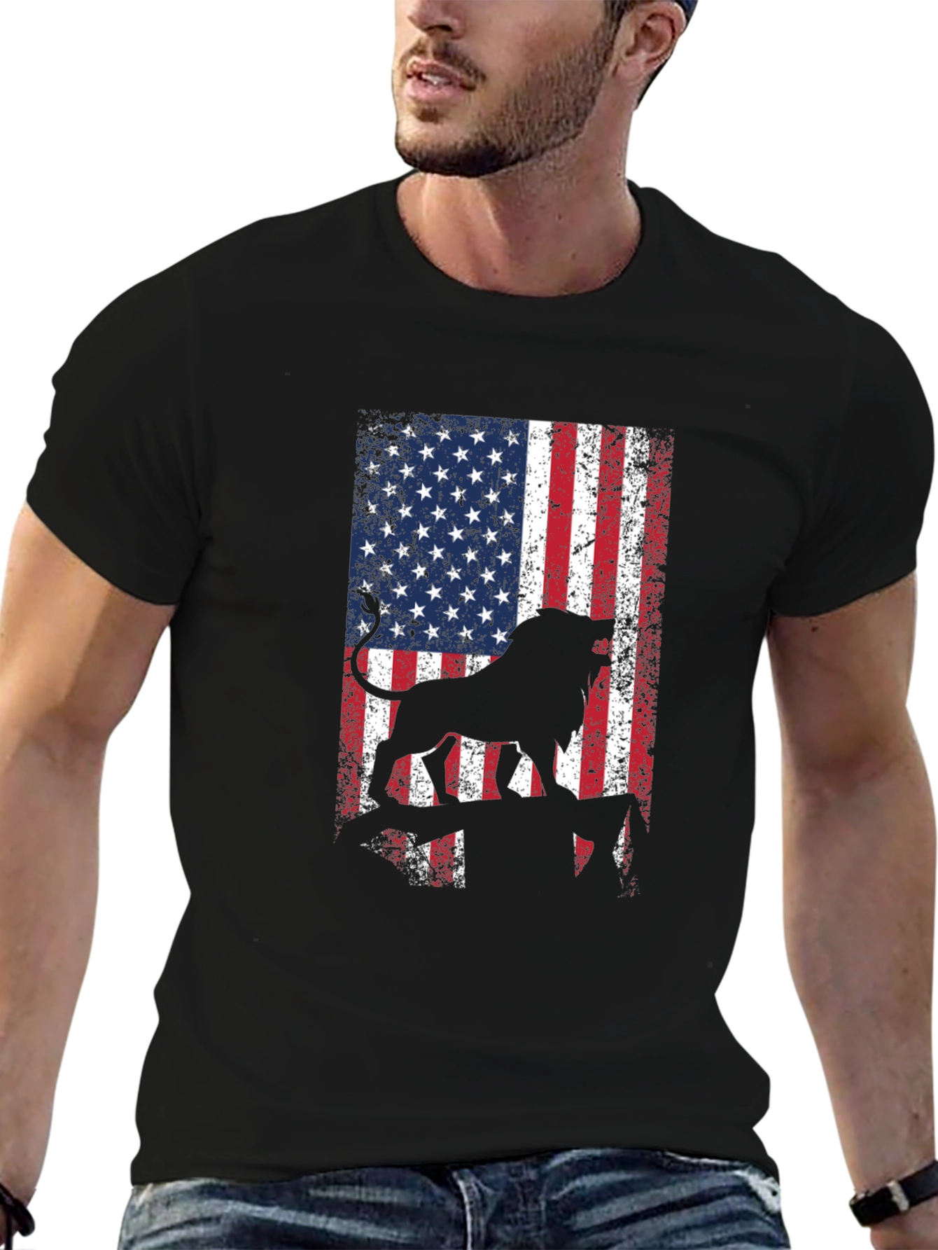 American Flag Lion Graphic Tee