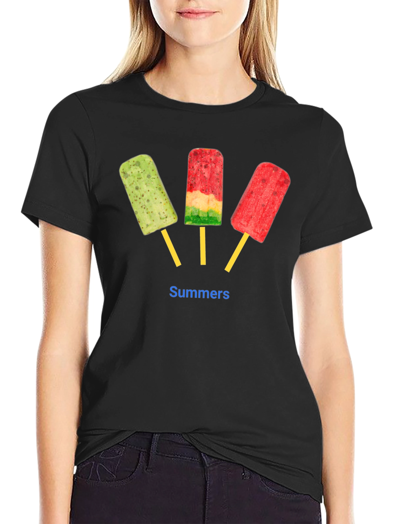 Summers Popsicle Graphic T-Shirt - Black
