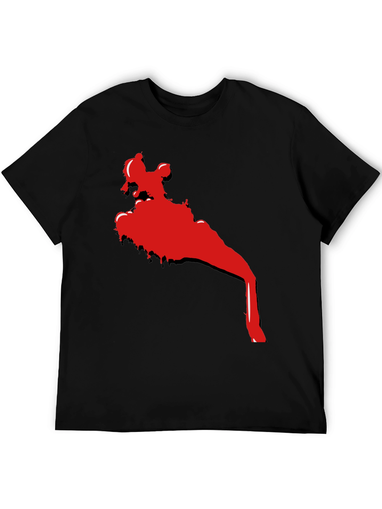 Cool Black T-Shirt with Red Abstract Graphic Print
