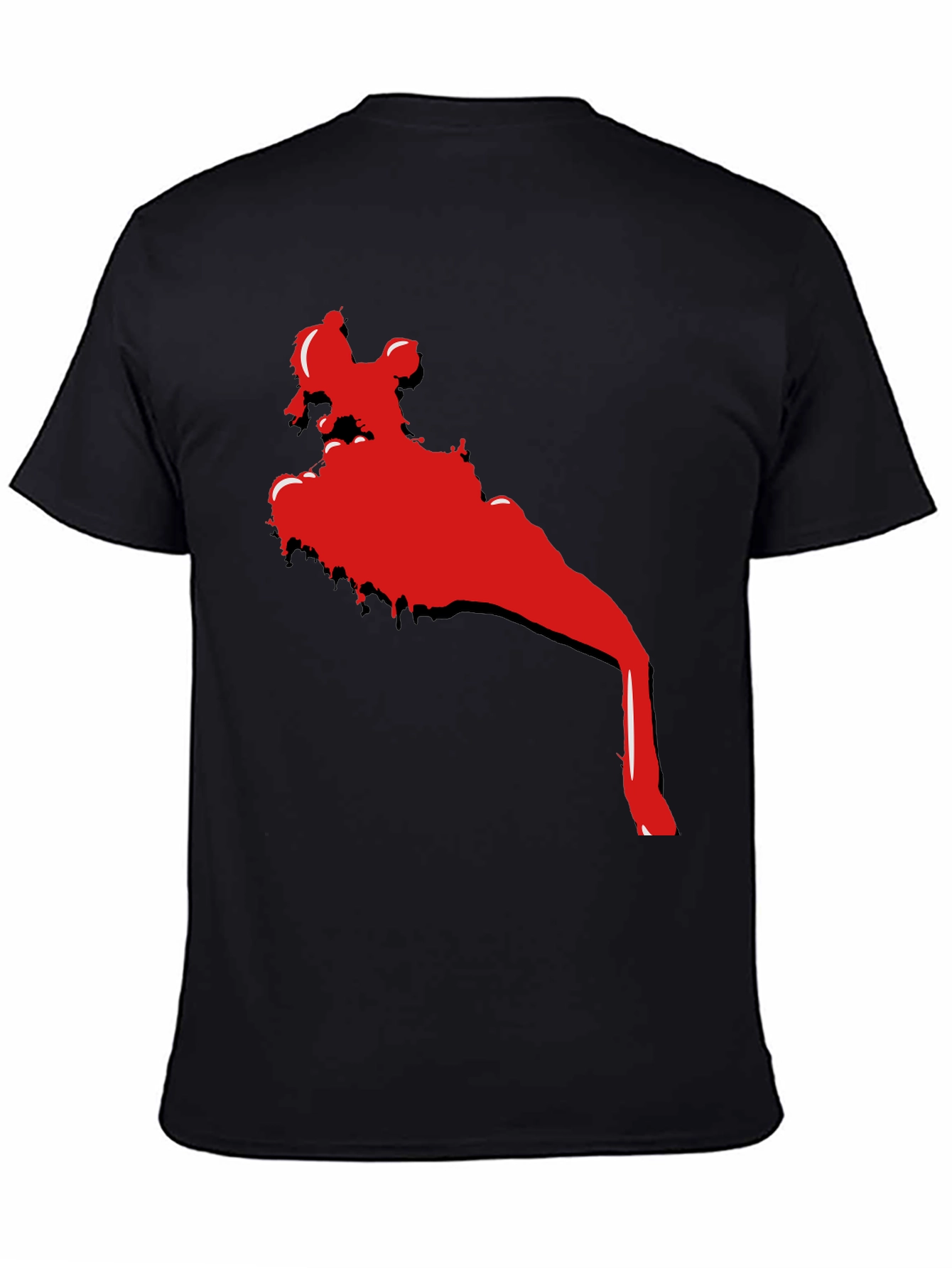 Cool Black T-Shirt with Red Abstract Graphic Print