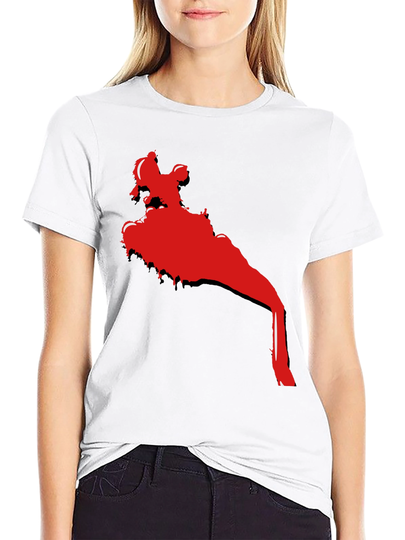 Cool Black T-Shirt with Red Abstract Graphic Print
