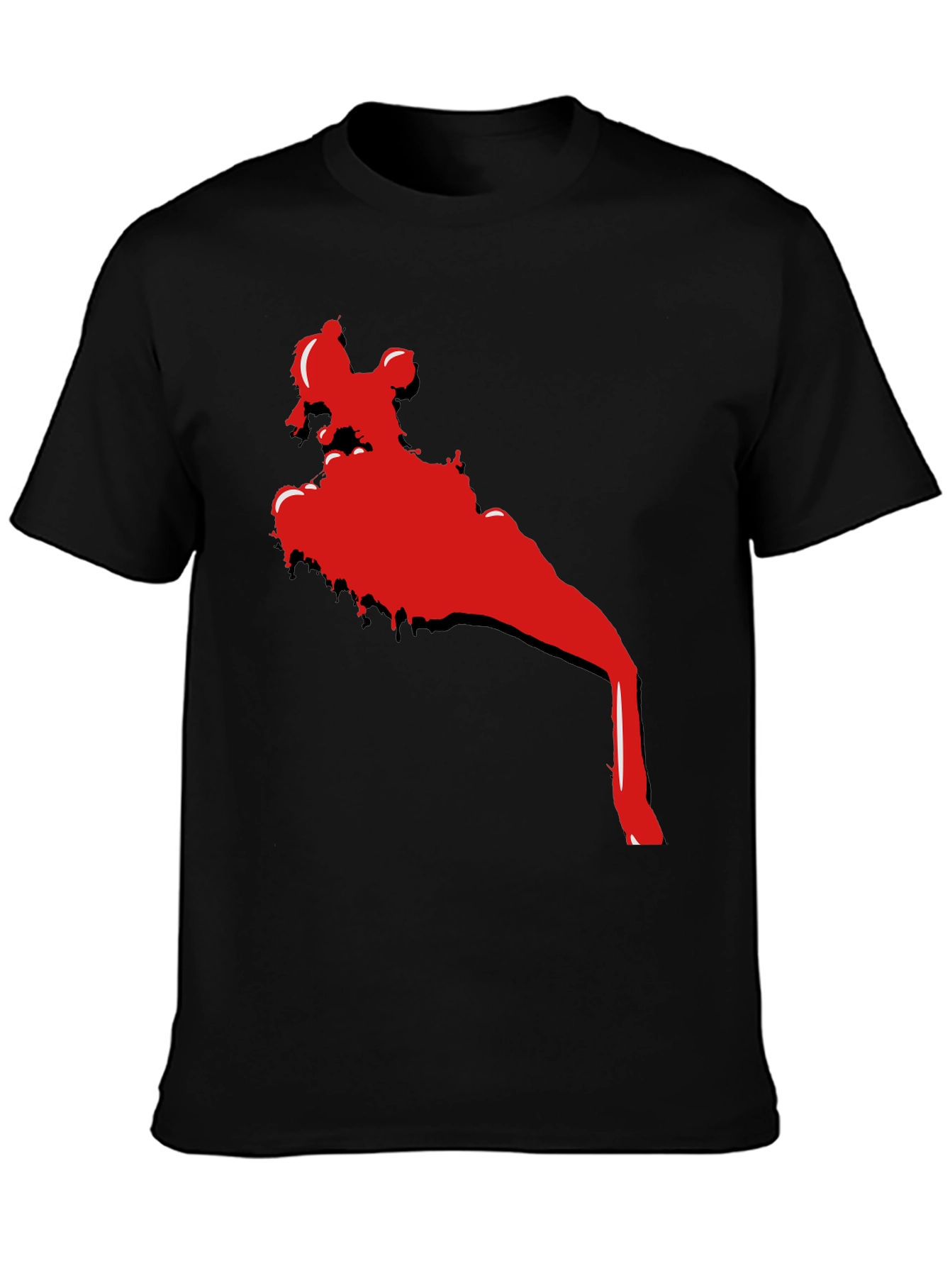 Cool Black T-Shirt with Red Abstract Graphic Print